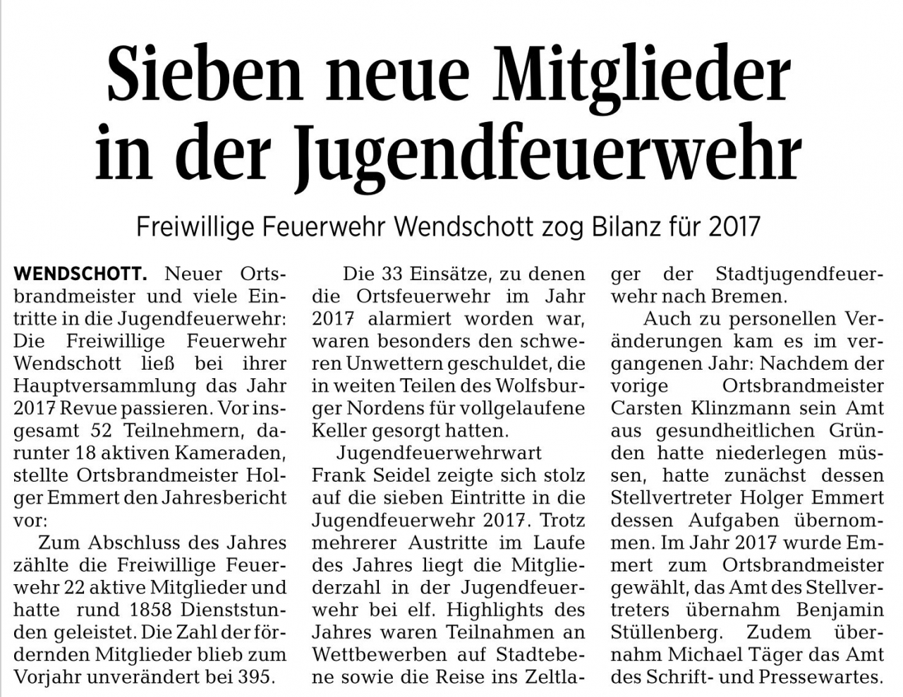 Jahreshauptversammlung 2018